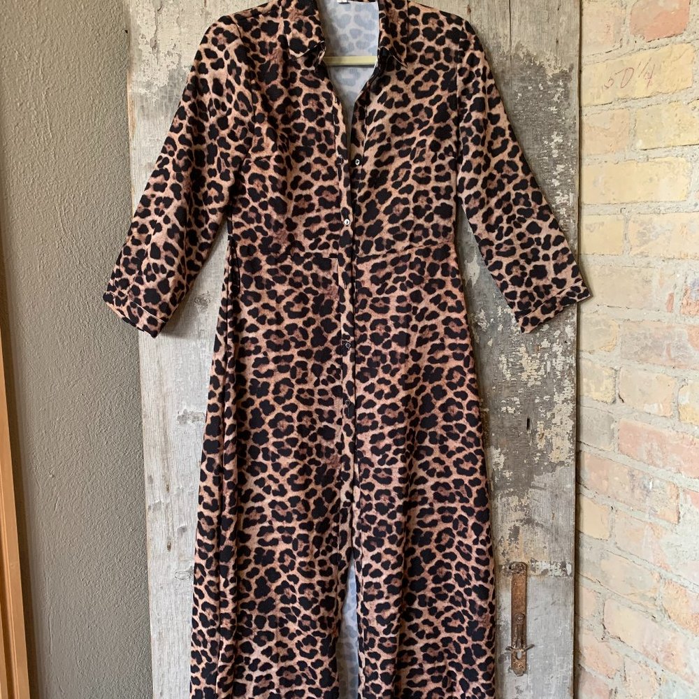 Leopard Print Button Down Dress